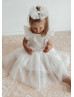 Flutter Sleeves Ivory Cotton Tulle Gorgeous Flower Girl Dress